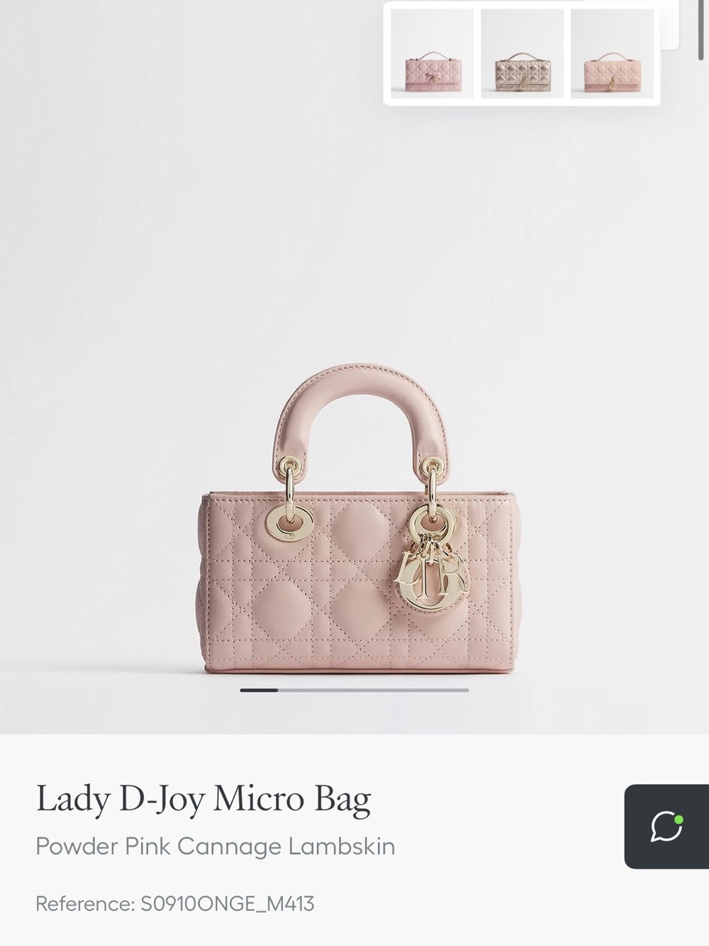 Dior Lady D-Joy Micro Bag in Powder Pink with Gold Hardware